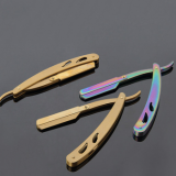 跨境百貨彩鈦老式剃須刀架 理發(fā)折疊手動(dòng)剃刀架 刮胡刮臉 修眉刀