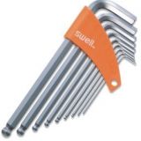 內(nèi)六角扳手 9件裝鍍鉻加長球頭內(nèi)六角扳手 Swell工具 斯威爾工具