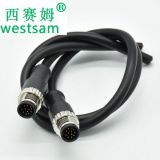 連接器廠家 自動化防水螺紋航空插頭12芯注塑帶線1米 M12傳感器